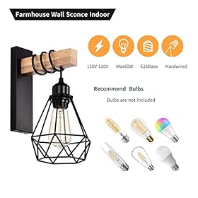Plug in Wall Sconces Set of Two Industrial Wall Lamp with 6ft Plug in Cord Wood Wall Sconce for Bedroom Farmhouse Black… 4114v9DX 0L. SS280