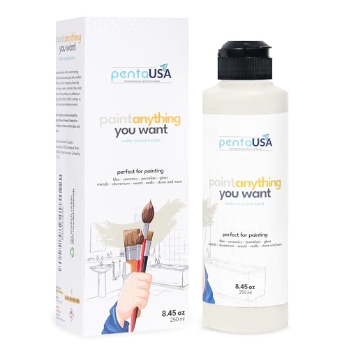 Comparison: Best Cream Color For Kitchen Cabinets 3 PENTAUSA All in One Paint - (Cream) Waterproof Paint for Bathroom, Tubs, Tiles for Wet Surfaces, Sink, Kitchen Cabinets, Countertops, 8.45.Oz