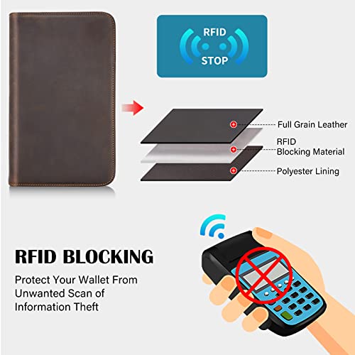 Compalo Travel Wallet Passport Holder Passport Case, Leather Passport Wallet For Men Family 4, Passport Cover Travel Document Holder Rfid Blocking Passport Wallet (Brown) #TOP3