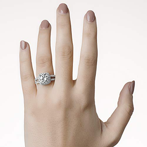 Charles & Colvard Created Moissanite 9Mm Cushion Cut Engagement Ring For Women | 4.24 Cttw Dew | Lab Grown | Solid 14K White Gold With Rhodium | Size 7 #TOP6