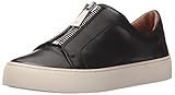 FRYE Women's Lena Zip Low Fashion Sneaker, Black Polished Soft Full Grain, 7 M US