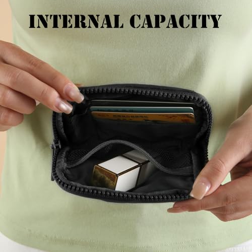 Image of The Iris Wallet Zipper Mini Coin Purse Keychain ID Holder Wallet | Zip Card Case with ID Window Purses for Women Mini Portable Keychain Wallet,Black with Lanyard