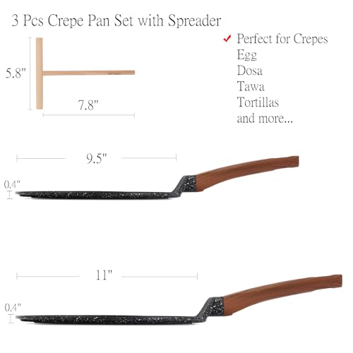 Image of ESLITE LIFE Nonstick Crepe Pan Set with Spreader Induction Compatible, PFOA & PTFEs Free