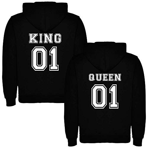 Pack de 2 Sudaderas Negras para Parejas, King 01 y Queen 01,...