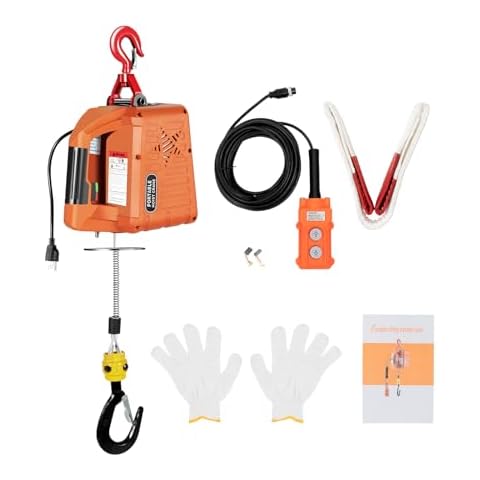 Electric Hoist Winch, 1100lbs Portable Winch Crane with Cable Remote Control, 110 Volt Portable Power Electric Hoist 25ft Lifting Height for Garage, Warehouses, Factories Lifting Towing Cover