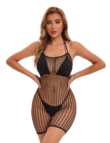 Women's Fishnet Romper Jumpsuit Mesh Beach Cover Up Strappy Swimsuit Outfit Versatile Swimwear & Loungewear‌