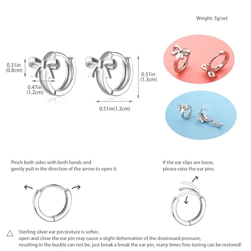 Bow Huggie Hoop Earrings, Small Silver Hoop Earrings, Silver2