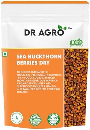 DR AGRO Himalayan Sea Buckthorn Berry Dry, Nourish Skin Quality Source of Vitamins and Nutrients, Dry Sea Buckthorn Berries, Rich In Omega, Fatty Acids, Vitamin E, Vitamin C (50 GM)