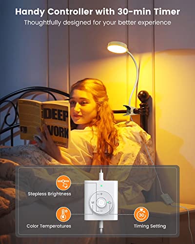 Glocusent 5W Clip On Light, 36 Led Reading Light For Bed, Eye Caring Bed Reading Lamp, 3 Colors & 5 Brightness Levels, Bed Lamp For Headboard, Perfect For Reading, Working & Studying #TOP4