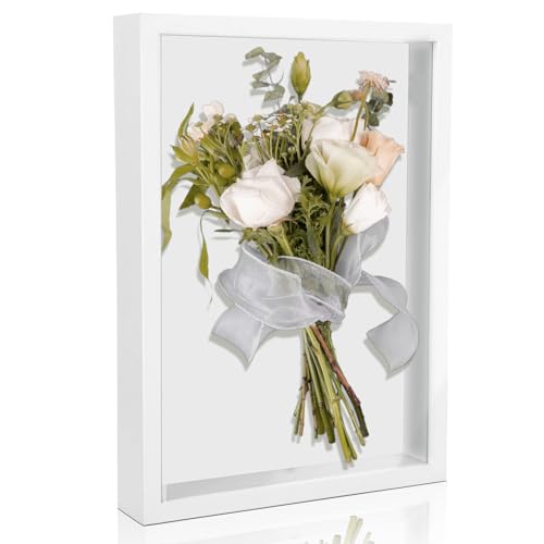 Unvtap 3D Bilderrahmen zum Befüllen A4 Bilderrahmen Weiß 20 x 29 cm...