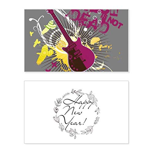 Tarjeta de Año Nuevo de guitarra eléctrica para compartir deseos con mucho rock