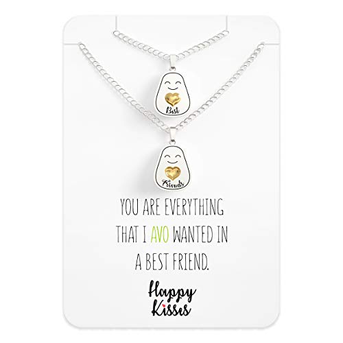Happy Kisses BFF Necklace for 2 – Avocado Best Friends Necklaces – Women/Girls/Teens Jewelry2