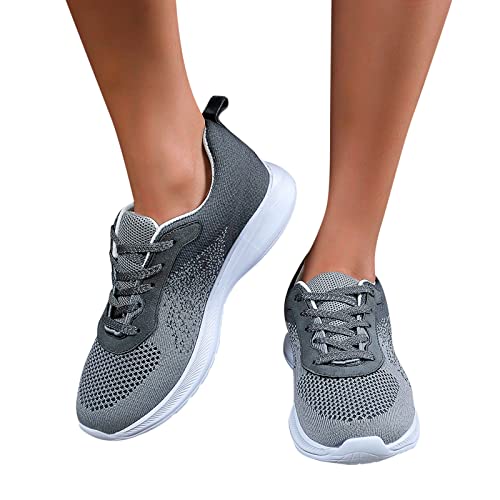 YJING Laufschuhe Damen Atmungsaktiv Sneaker Mesh Atmungsaktiv Running Fitness Turnschuhe Rutschfest Stoßfest Outdoors Sportschuhe Walkingschuhe Freizeitschuhe Traillauf Fitness Schuhe Grau 38 Cover