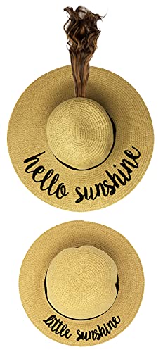 Funky Junque Mom and Daughter Sun Hat Set Embroidered Floppy Beach Hat