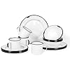 Red co 16 piece enamelware metal dinnerware set for 4 distressed whiteblack rim  urban country home decor