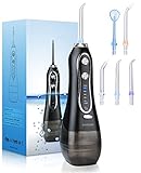 Water Flosser Professional Dental Water Flosser with 300ML Water Tank, Rechargeable, and IPX7 Waterproof with 5 Modes for Teeth, Braces, Gum and Bridges Cleaning, Portable for Home & Travel