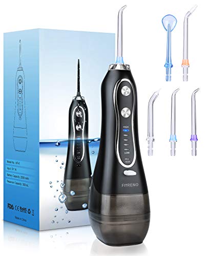 Cordless Water Flosser Professional Dental Oral Irrigator, 300ML Water Tank, Rechargeable, and IPX7 Waterproof with 5 Modes for Teeth, Braces, Gum, and Bridges Cleaning, Portable for Home & Travel