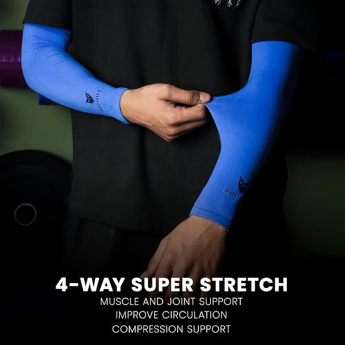 Image of BADOWL Powerflex Gym Sleeves - Unisex Compression Workout Arm Sleeves for Running, Cycling, Gym & Outdoor Sports - UV Protection, Breathable, Stretchable