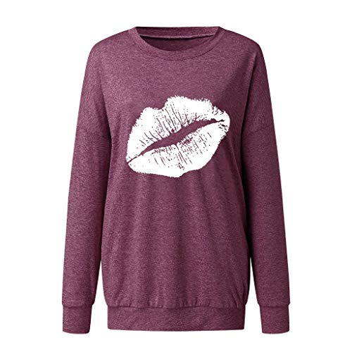 Eduavar Blouse Womens Tops Plus Size Womens Be Kind T Shirts Crewneck Sweatshirt Casual Loose Fitting Tops Long Sleeve T Shirt Purple
