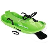 Slippery Racer Downhill Derby Kids Steerable Snow Sled, Green