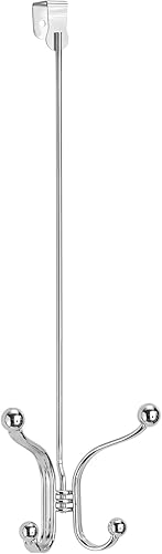 Miniatura 7 de mDesign Hyde Collection - Estante organizador de almacenamiento para colgar sobre la puerta de metal de acero resistente para armario, baño,