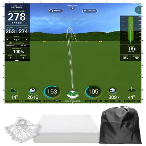 Golf Impact Screen with Upgraded Grommet Slings, 3D Air Mash Golf Simulator Impact Screen for...