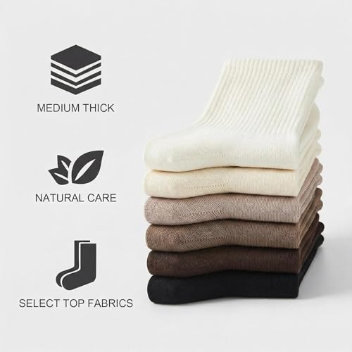 Image of J-BOX Women Cotton Crew Socks - Soft Comfort Dress Socks for Business & Casual, Above Ankle Wear,6 Pairs, size 6-12