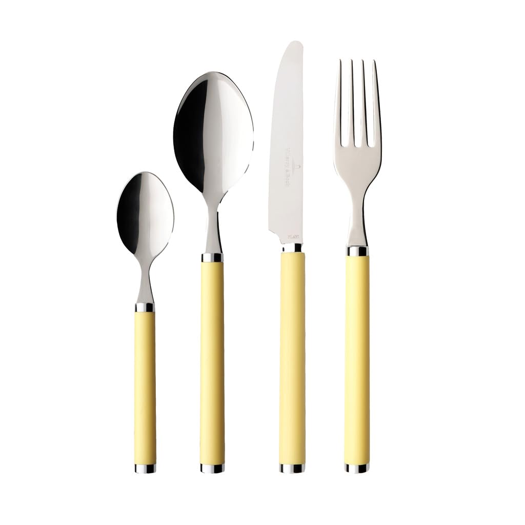 Villeroy & Boch and Play Sunny Day Cutlery Set for up to 6 People, 24 Pieces, Stainless Steel, Yellow Plastic Handle yellow 24-piece | 27x12x9.5cm