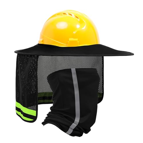 TCCFCCT Full Brim Mesh Neck Sun Shield, High Visibility Sun Visor Neck Protection and Bandana Headband Face Scarf, Hard Hat Accessories, 2 Packs, Black