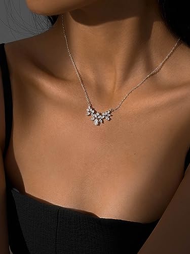 SWEETV Cubic Zirconia Wedding Bridal Backdrop Necklace for Brides, Crystal Dainty Back Necklace, Body Chain Jewelry for Women Prom4