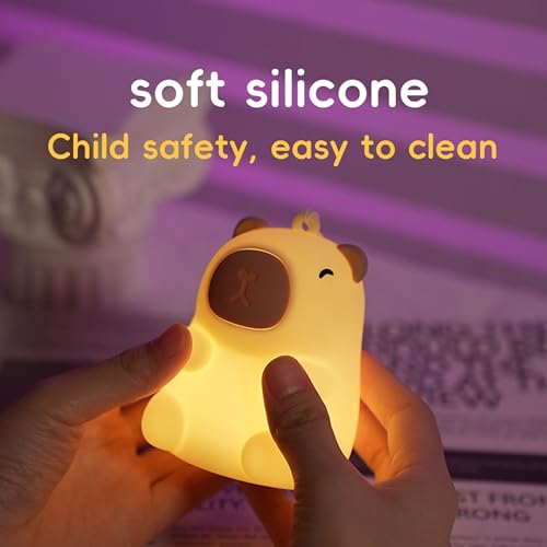 Image of Mini Capybara Night Light, 7 Colors Dimmable Bedside Lamp, Touch Control Night Lamp, Used for Camping Party Room Decor (Mini Capybara)