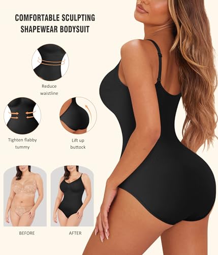 Irisnaya Women'S Slimming Bodysuit Shapewear With Tummy Control, Spaghetti Straps thumb #3