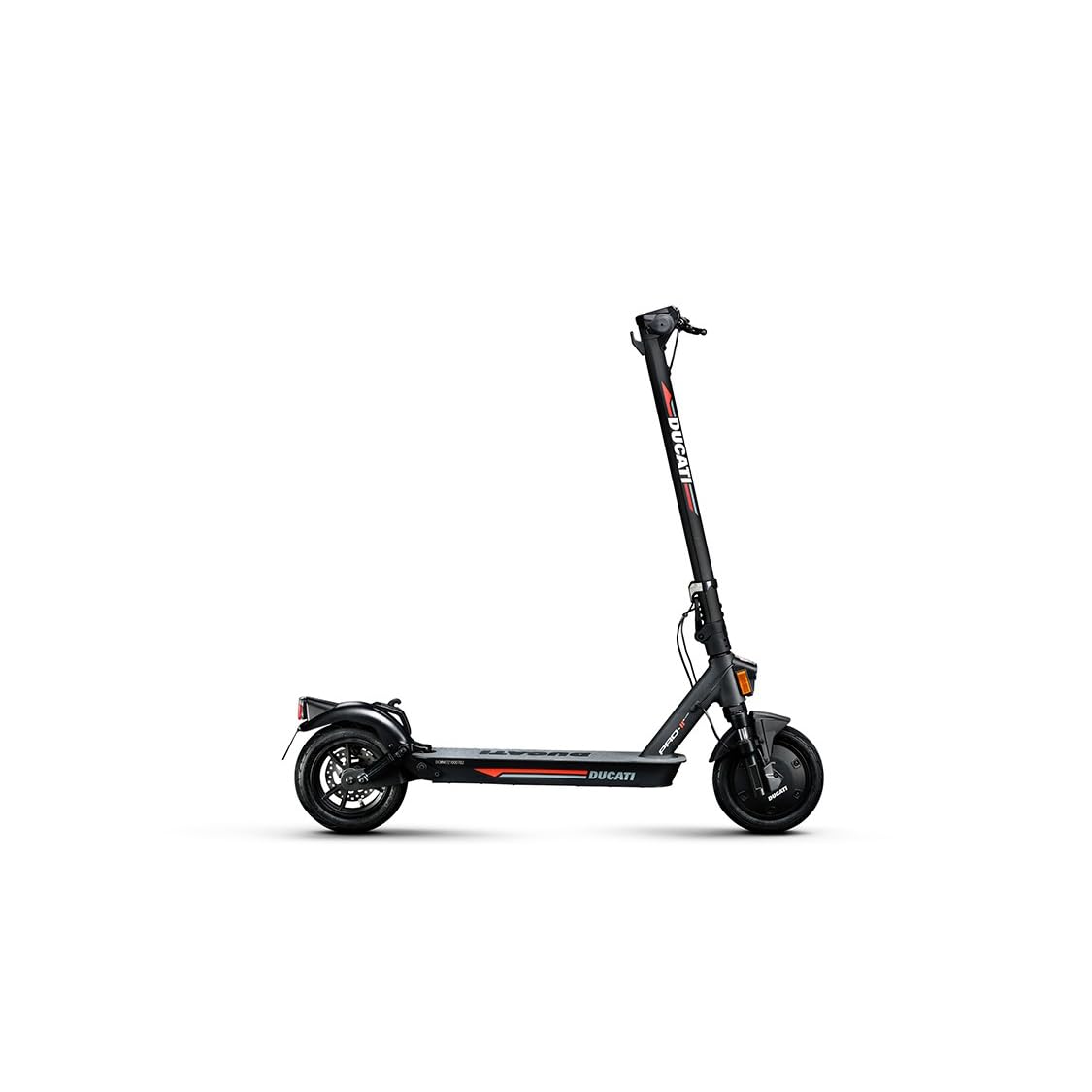 Ducati Pro-II Evo Advanced Safety, skuter elektryczny, strzałki kierunkowe, składany, podwójny hamowanie, elektroniczny dzwonek, pełne zawieszenie, zasięg 40 km, silnik 350W