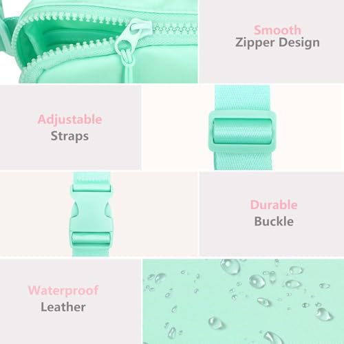Image of Fanny Pack for Kids Girls 10-12 - Small Waist Belt Bag with Initial Letter Patch and Extender Strap for Women Teen Girl Friends Mini Bum Hip Travel Purse Crossbody Belt Bag Mint Green E