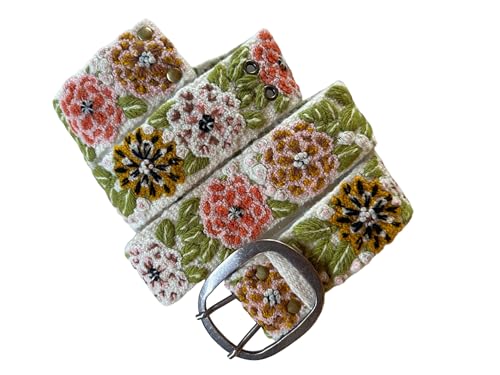 Andina Vintage Blossom Embroidered Belt for Women - Handmade Peruvian Design