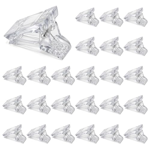 25 Pcs Nails Tip Clips Nail Clamps for Gelnails Nail Clips To Hold Nails Down Clear For Quick Building Gelnails Clear Plastic Finger Extension DIY Manicure Nail-Art Tool