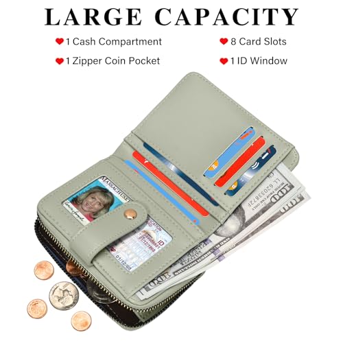 Image of oscaurt Wallet Women Small RFID Blocking Bifold Credit Card Wallets with ID Window and Tassel Zipper Coin Pocket Ladies Wallet