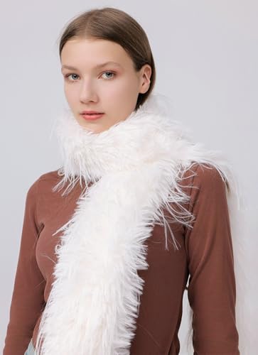 Faux Fur Scarf Large Furry Scarfs Solid Color Long Neckerchief Decoration Warm Scarf for Women Lightweight 20252