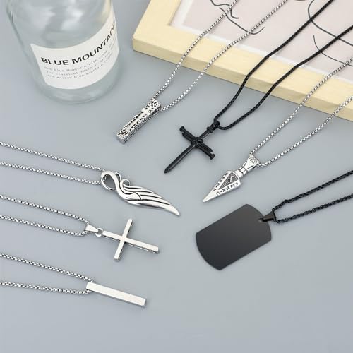 NEWITIN 12 Pieces Stainless Steel Necklaces for Men Hypoallergenic Necklace Unisex Punk Necklace Amulet Pendant Nail Cross Viking Necklaces for Men Women4