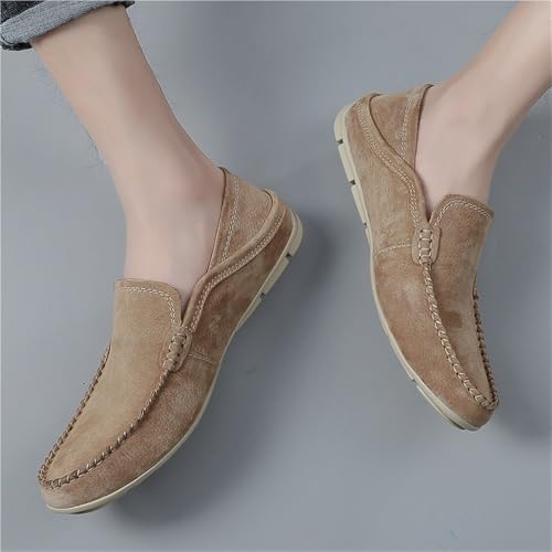 Men's Loafers Solid Color Round Toe Leather Loafer Shoes Slip Resistant Flexible Flat Heel Classic Fashion Slip-ons2