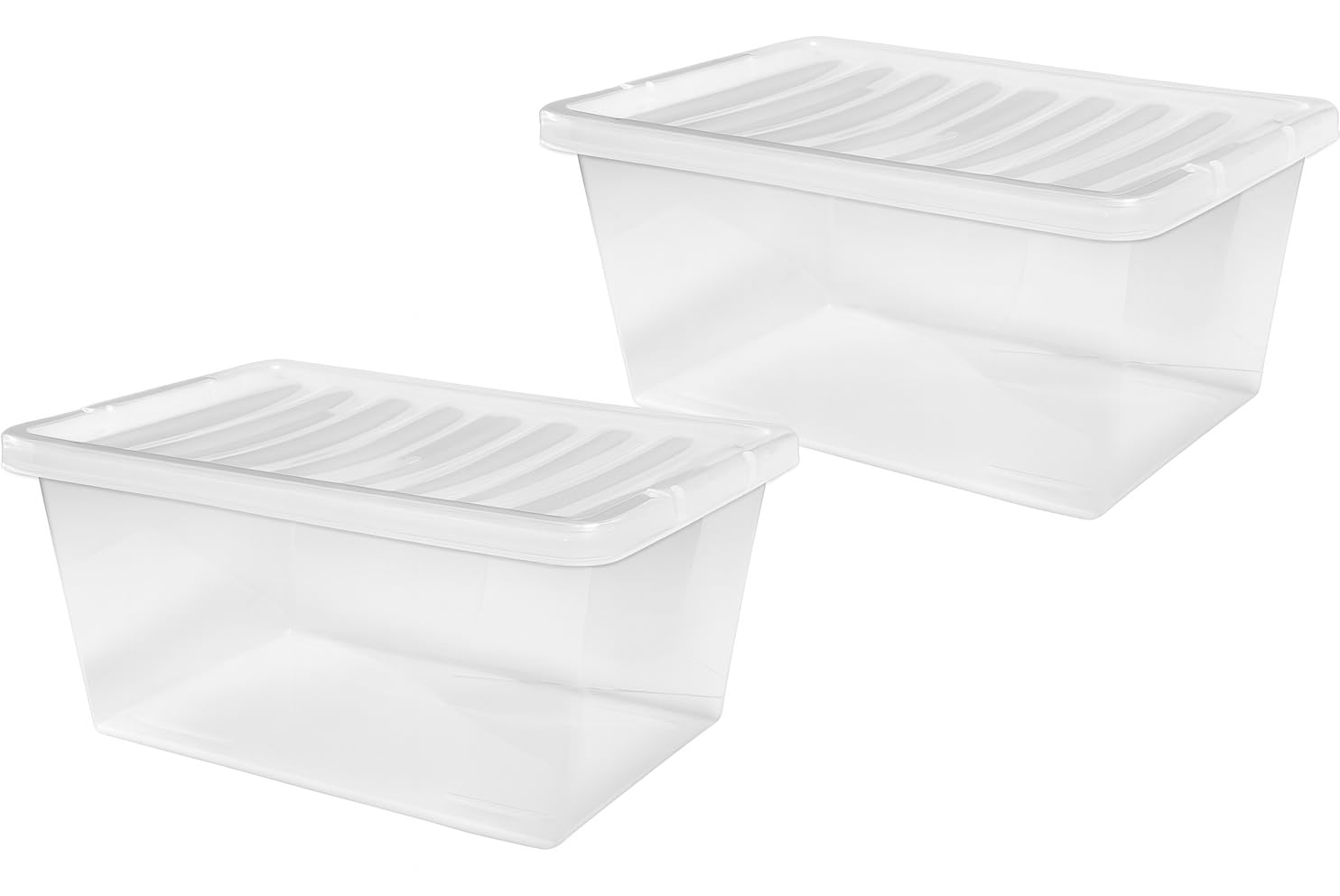Muddy Hands Pack of 2-62 Litre Clear Plastic Storage Boxes with Lids - Large Stackable Containers for Clothes, Toys, Home & Office Organisation