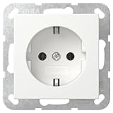 Gira Steckdose Standard 55 Reinweiß seidenmatt 418827 I Unterputz Schuko Steckdose 418827 I bruchsicheres Thermoplast mit Sicherheitsmaßnahme I Einbautiefe 32 mm I Made in Germany I 16 A 250 V
