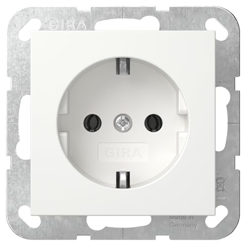 Gira Steckdose Standard 55 Reinweiß seidenmatt 418827 I Unterputz Schuko Steckdose 418827 I bruchsicheres Thermoplast mit Sicherheitsmaßnahme I Einbautiefe 32 mm I Made in Germany I 16 A 250 V