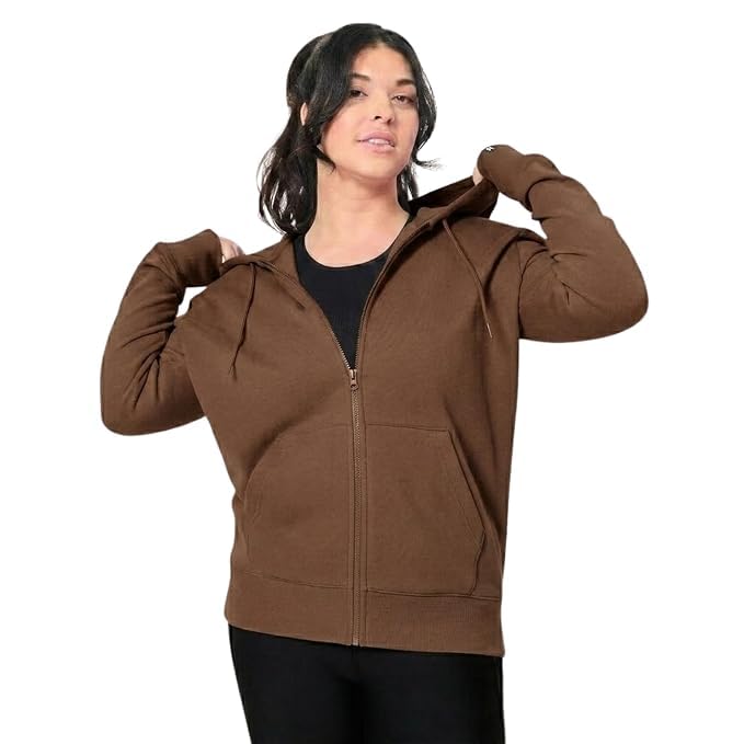 akar Women's Cozy Fleece Zip Up Hoodie (in, Alpha, S, Regular, Brown)-picture-15