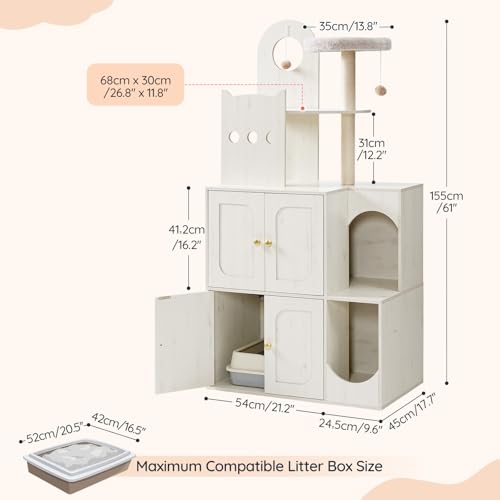 Mueble Casa y Caja de Arena para Gatos HOOBRO Blanco miniatura 4
