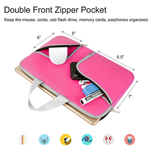 HESTECH Chromebook Case, 11.6-12.5 inch Neoprene Laptop Sleeve Travel Bag with Handle Compatible for Acer Chromebook r11/HP Stream/MacBook air 11/, Hot Pink