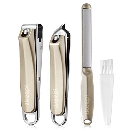 ikeepi Kit Manucre Pedicure - Coupe Ongle Professionnel Coupe Cuticule Acier Inoxydable - Trousse Manucure Pedicure Set de 4pcs avec Exquis (Noir)