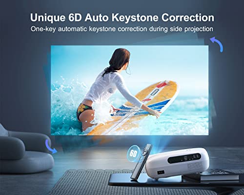 [Auto Keystone] 5G Wifi Bluetooth 5.2 Projector, Wimius Upgrade K7 550 Ansi Lumen Full Hd 4K Projector Outdoor Projector, Zoom, 500'' Display 6D Keystone, 4D,4P Home Theater Projector (Brightest) #TOP2