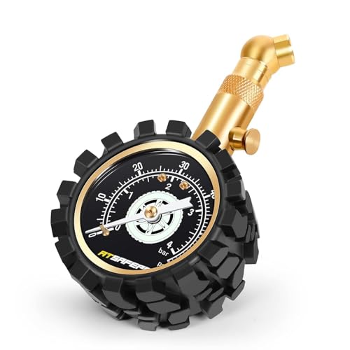 ATsafepro Medidor presión neumáticos Preciso Auto 60psi 4bar con gran cara luminosa de 2 'Mecánico profesional Bourdon Manometro Presion Neumaticos para motocicleta Coche ATV SUV