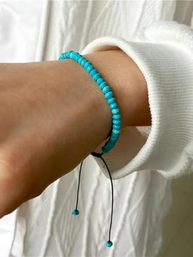 Pulsera de piedra turquesa azul ligera ajustable que no irrita la piel 4